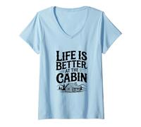 Women's Life is Better at the Cabin Retreat Adventure V-Neck T-Shirt