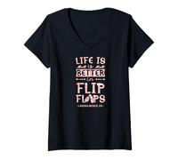 Women's Life is Better in Flip Flops Laguna Beach California V-Neck T-Shirt