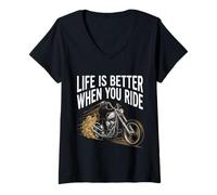 Women's Life is Better When You Ride Motorcycle Apparel for Bikers V-Neck T-Shirt