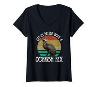Women's Life is Better with A Cornish Rex V-Neck T-Shirt
