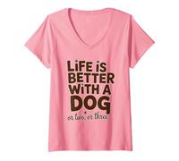 Women's Life is Better with A Dog Lover Retro Sunset Dogs V-Neck T-Shirt