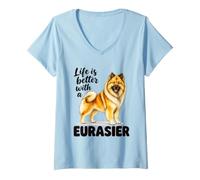 Women's Life is Better with A Eurasier Dog Lover Quote V-Neck T-Shirt