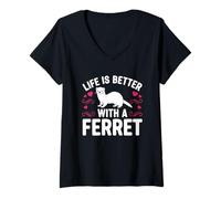Women's Life is Better with A Ferret V-Neck T-Shirt