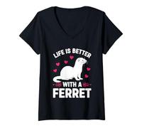 Women's Life is Better with A Ferret V-Neck T-Shirt