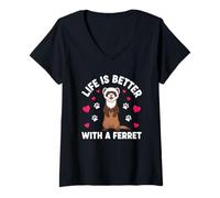 Women's Life is Better with A Ferret V-Neck T-Shirt