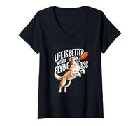 Women's Life is Better with A Flying Disc Dog Frisbee V-Neck T-Shirt