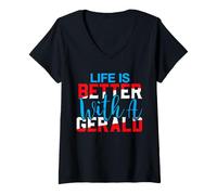 Women's Life is Better with A Gerald T-Shirt Name Gerald V-Neck T-Shirt
