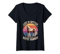 Womens Life is Better with A Gypsy Vanner Equestrian V-Neck T-Shirt