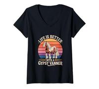 Womens Life is Better with a Gypsy Vanner V-Neck T-Shirt