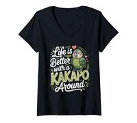 Women's Life is Better with a Kakapo Around Parrot Wildlife V-Neck T-Shirt
