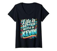Womens Life is Better with A Kevin T-Shirt Funny Name Kevin V-Neck T-Shirt