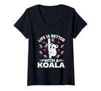 Womens Life is Better with A Koala V-Neck T-Shirt