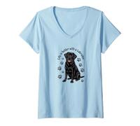 Women's Life is Better with A Labrador, Black Lab Retriever V-Neck T-Shirt