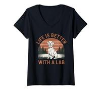 Womens Life is Better with a Labrador Dog Owner V-Neck T-Shirt