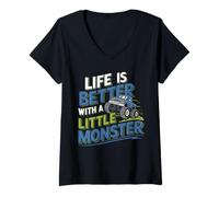 Women's Life is Better with A Little Monster Fun V-Neck T-Shirt