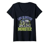 Women's Life is Better with A Little Monster Truck V-Neck T-Shirt