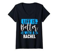 Women's Life is Better with A Rachel T-Shirt Name Rachel V-Neck T-Shirt