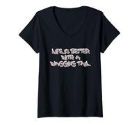 Womens Life is Better with a Wagging Tail Quote V-Neck T-Shirt