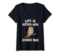 Womens Life is Better with Barred Owls Birds V-Neck T-Shirt
