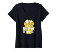 Women's Life is Better with Bees in Harmony with Bees V-Neck T-Shirt