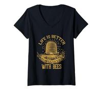Womens Life Is Better With Bees, World/Earth Day, Save The Planet V-Neck T-Shirt