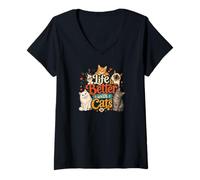 Women's Life is Better with Cats V-Neck T-Shirt