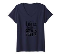 Women's Life is Better with Cats V-Neck T-Shirt