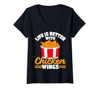 Womens Life is Better with Chicken Wings V-Neck T-Shirt