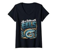 Women's Life is Better with Eels Moray Marine V-Neck T-Shirt