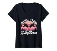 Womens Life is Better with Hobby Horses V-Neck T-Shirt