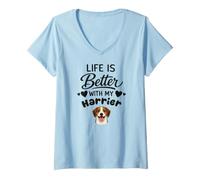 Women's Life is Better with My Harrier Harrier Dog V-Neck T-Shirt