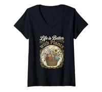 Women's Life is Better with Plants - Flower Lover V-Neck T-Shirt
