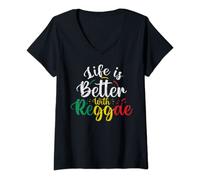 Womens Life is Better With Reggae - Reggae Rasta Clothing for Women V-Neck T-Shirt