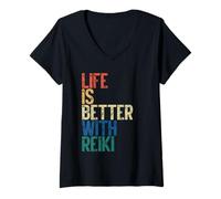 Womens Life is Better with Reiki Holistic Energy Healing V-Neck T-Shirt