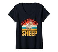 Womens Life is Better with Sheep V-Neck T-Shirt