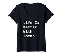 Womens Life is Better with Torah Yeshivah Jewish Hebrew School V-Neck T-Shirt