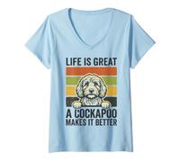 Women's Life is Great A Cockapoo Makes It Better Fun Dog Lover V-Neck T-Shirt