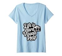 Womens Life is Hard Visuals Help ABA Therapist Autism Support V-Neck T-Shirt