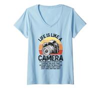 Women's Life is Like A Camera Photographer Funny V-Neck T-Shirt