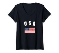 Womens Life Is Really Good American Flag Stars Stripes 4th of July V-Neck T-Shirt