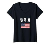Womens Life Is Really Good American Flag Stars Stripes 4th of July V-Neck T-Shirt