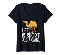 Women's Life is Short Hug a Camel V-Neck T-Shirt