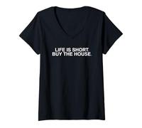 Women's Life is Short Real Estate Agent Funny Realtor V-Neck T-Shirt