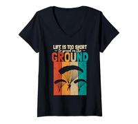 Women's Life is Too Short Retro Sky Diving V-Neck T-Shirt