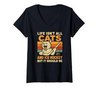 Women's Life Isn't All Cats and Ice Hockey But It Should Be V-Neck T-Shirt