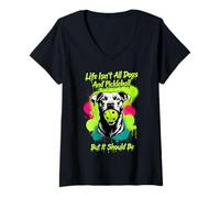 Womens Life Isn't All Dogs And Pickleball But It Should Be Grunge V-Neck T-Shirt
