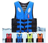 Women's Life Jacket Adjustable High Buoyancy Vest - Safety Jacket for Kayaking, Boating, Swimming & Water Sports with Rescue Whistle & Reflective Strips,L,Blue