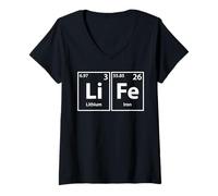 Womens Life (Li-Fe) White Periodic Elements Spelling V-Neck T-Shirt