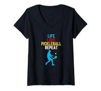 Womens Life Love Pickleball Repeat - Funny Women Men Player V-Neck T-Shirt
