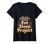 Women's Life of an Architecture Student Eat Sleep Project - V-Neck T-Shirt
